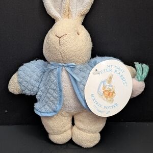 My First Peter Rabbit Plush - Cream and Blue